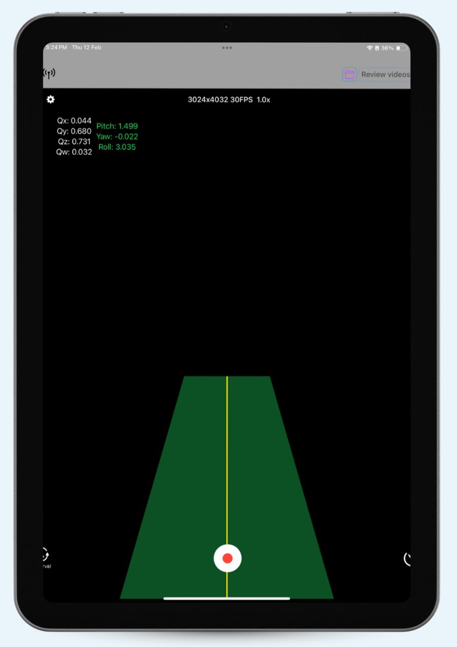 The 3DGait capture screen on an iPad: the walking path marked in green.